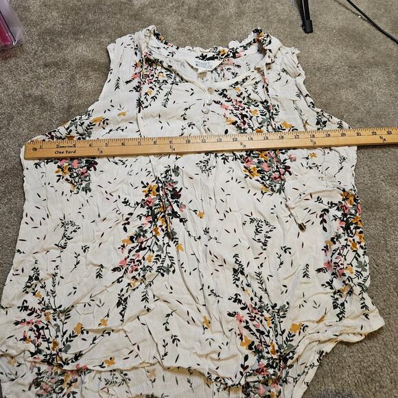 Market & Spruce 2x Plus Size Blouse Tank Top Floral Flower Sleeveless Button - Picture 9 of 9